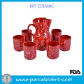 Red with White Splashed Ceramic Wine Set
